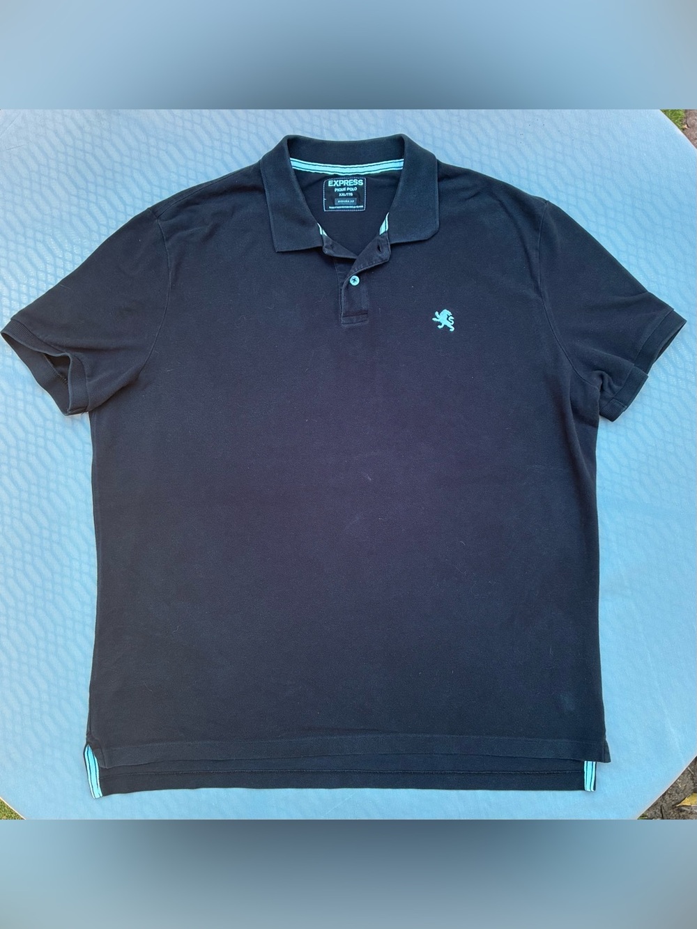 Express Men’s Black Polo with Aqua Embroidered Logo